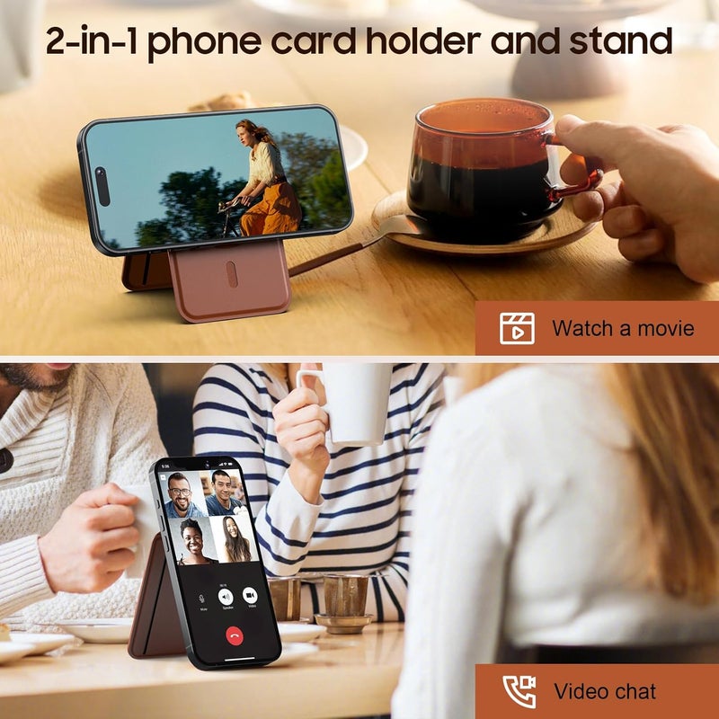 Frapkom Magnetic Wallet for iphone, Leather MagSafe Wallet for iPhone 17/16/15/14/13/12 Series, ID Window, Card Slot, RFID Blocking, for magsafe phone wallet（brown） - Image 5